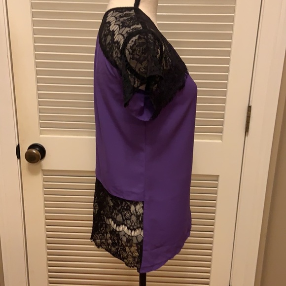 160. C. Luce Top in Purple with Black Lace - Picture 3 of 16